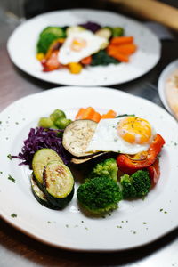 Close-up of salad served in plate