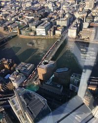 High angle view of buildings in city