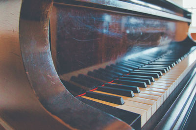 High angle view of piano keys