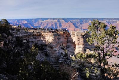 Panoramic view of trees and mountain against sky