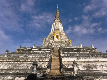 Low angle view of temple building against sky