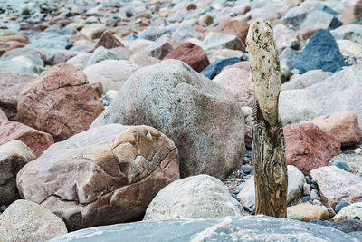 Close-up of pebbles on beach