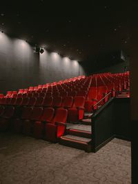 Empty chairs in stadium