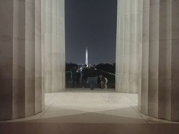 People standing outside building