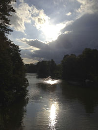 Scenic view of sunset over lake