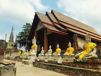 Low angle view of statue against sky