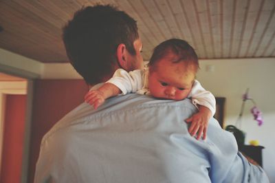 Mother with baby at home