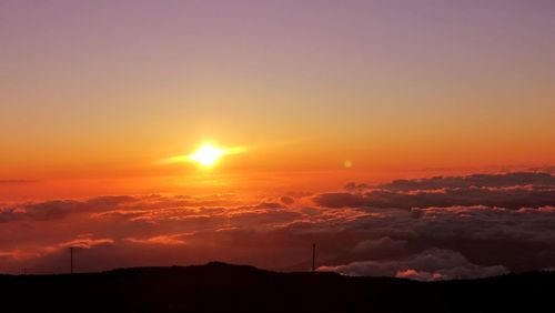 Scenic view of silhouette landscape against sky during sunset