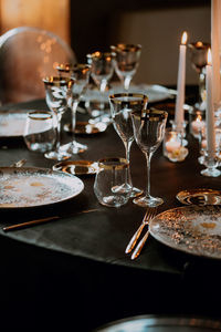 High angle view of place setting on table