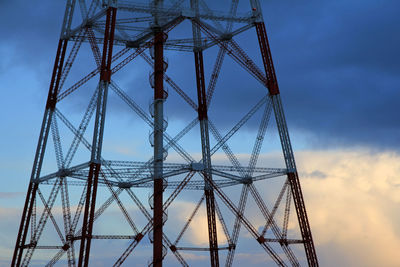 Low angle view of electricity pylon against sky