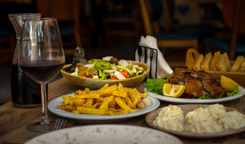 Close-up of food on table