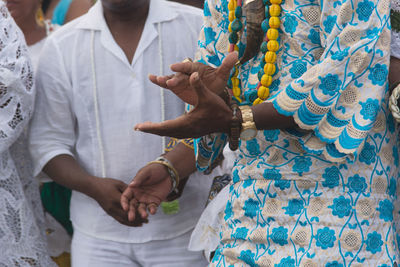 Members of candomble are seen participating in the tribute to iemanja on itapema beach 