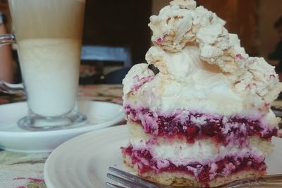 Close-up of ice cream in plate on table