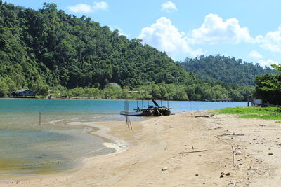 Scenic view of beach against sky