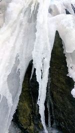 Scenic view of frozen waterfall