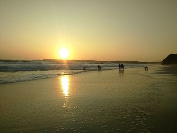 Scenic view of sea at sunset