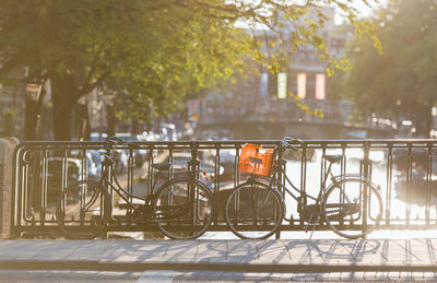 Bicycle parked on street