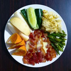 Directly above shot of breakfast served on plate