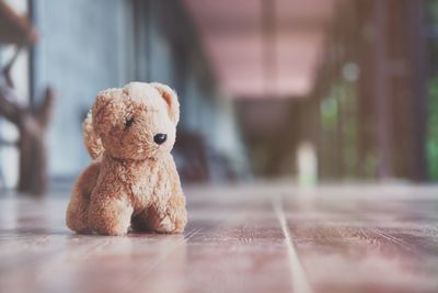 Close-up of stuffed toy on floor at home