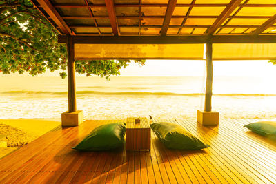 Scenic view of sea seen through window