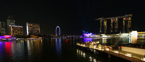 Illuminated city at night