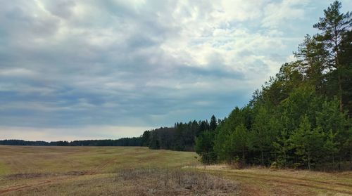 Scenic view of land against sky