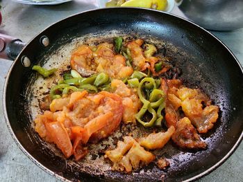 Close-up of food in cooking pan