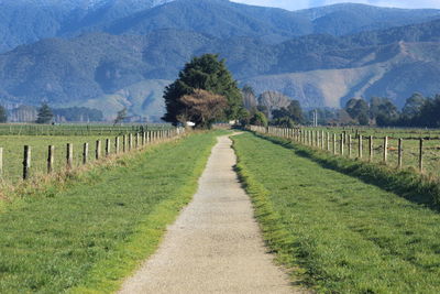 Scenic view of field against mountain