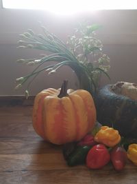 Close-up of pumpkin on table