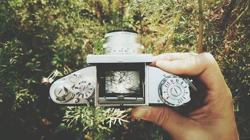 Woman photographing with camera