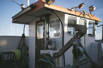 Boat cabin against sky