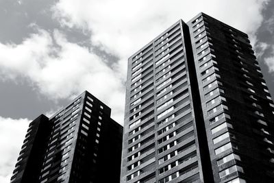 Low angle view of modern buildings against sky