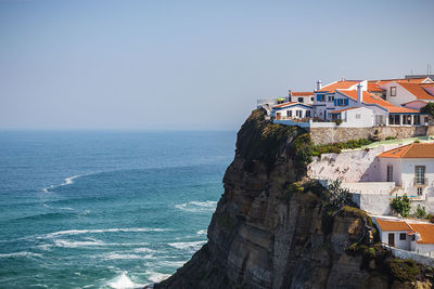 Scenic view of sea against clear sky