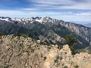 Scenic view of mountain range against sky