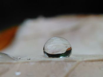 Close-up of crystal ball on table