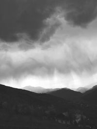 Scenic view of silhouette mountains against sky
