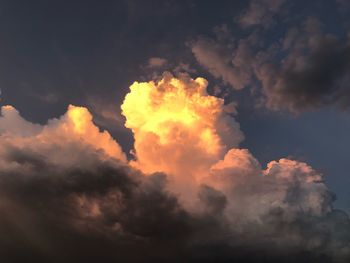 Low angle view of clouds in sky during sunset