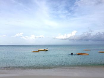 Scenic view of seascape against cloudy sky