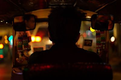 Rear view of silhouette man