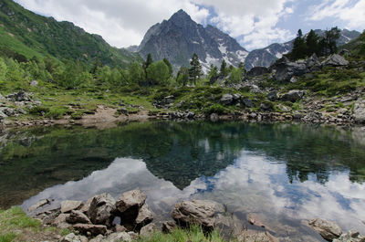 Scenic view of lake and mountains