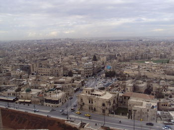 High angle view of buildings in city