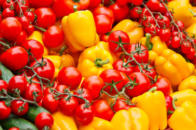 Full frame shot of bell peppers for sale at market stall