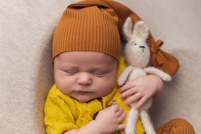 Close-up of cute baby sleeping