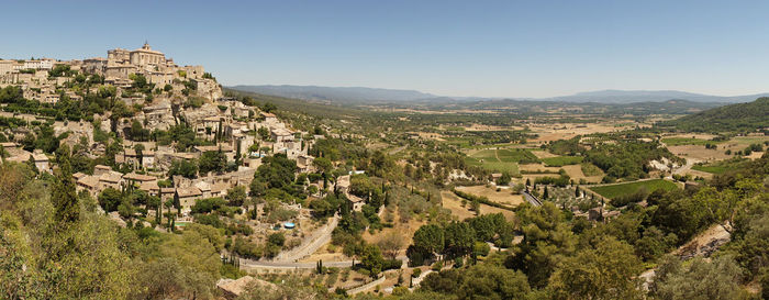 Panoramic shot of townscape against clear sky