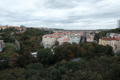 High angle view of townscape against sky