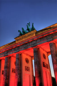 Low angle view of historical building against clear sky