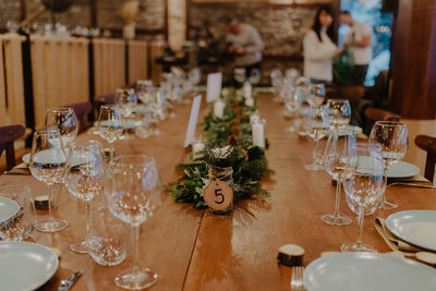 Close-up of place setting on table