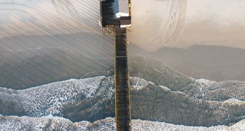 High angle view of snow covered landscape