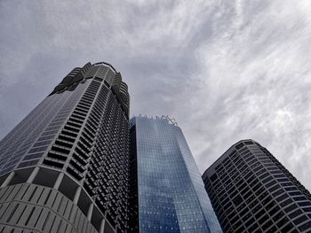 Low angle view of skyscrapers against sky