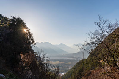 Scenic view of mountains against clear sky